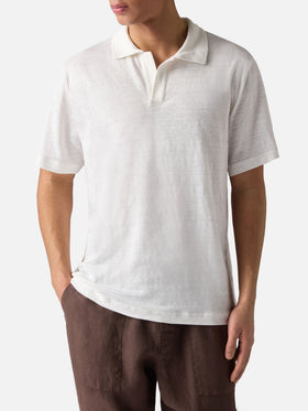 Polo Fraser in puro lino bianco