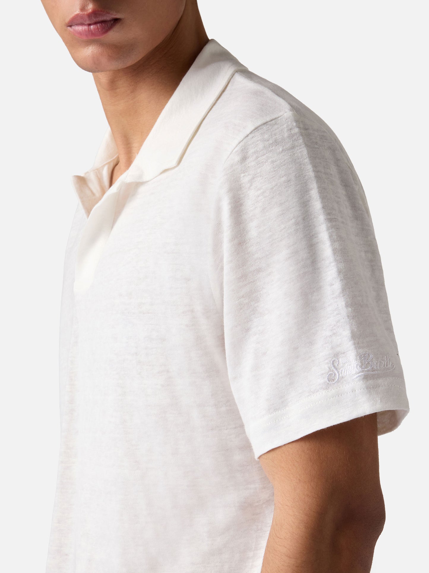 Polo Fraser in puro lino bianco