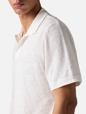 Polo Fraser in puro lino bianco