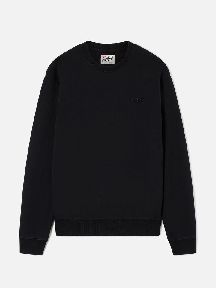Fourseason Rundhals-Sweatshirt aus schwarzer Baumwolle 