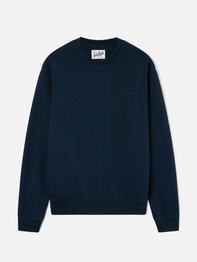 Felpa Fourseason blu navy in cotone con ricamo logo