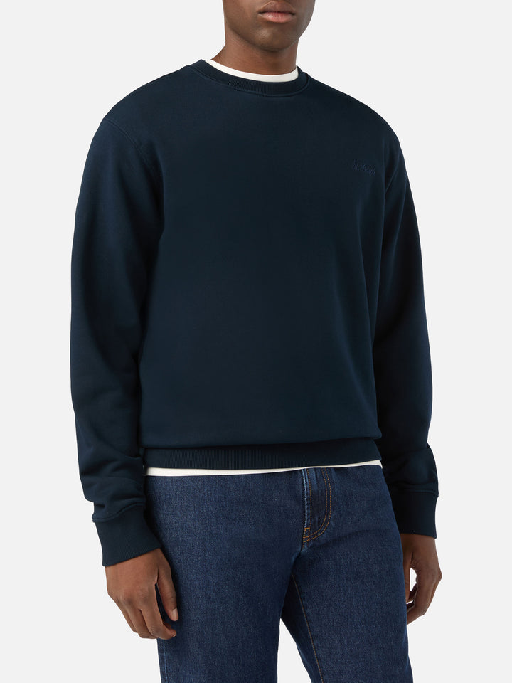 Felpa Fourseason blu navy in cotone con ricamo logo