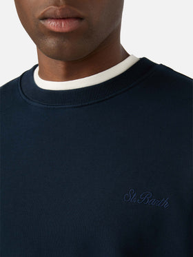 Felpa Fourseason blu navy in cotone con ricamo logo
