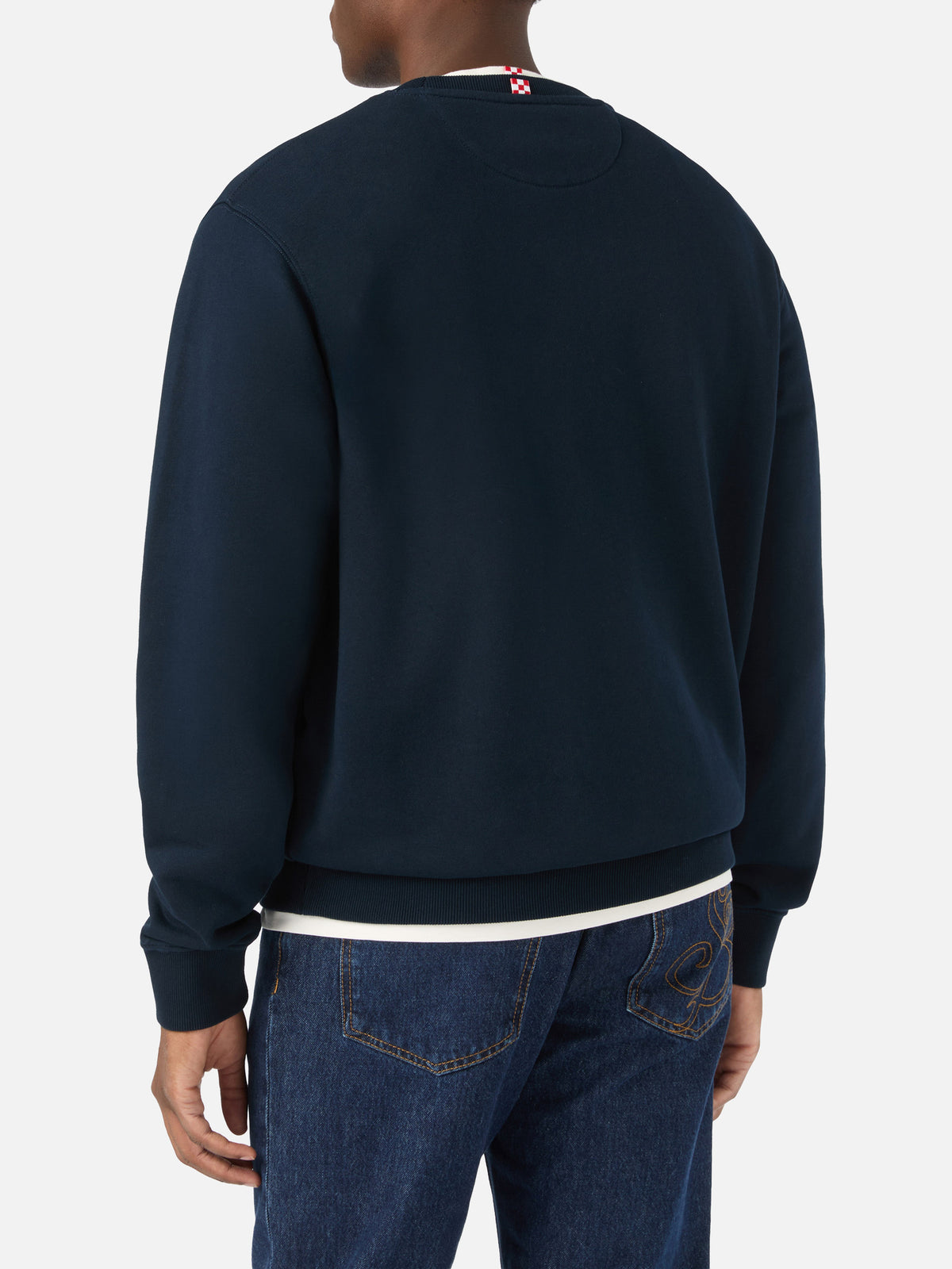 Felpa Fourseason blu navy in cotone con ricamo logo