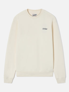 Sweat-shirt ras-du-cou Fourseason en coton blanc ivoire 