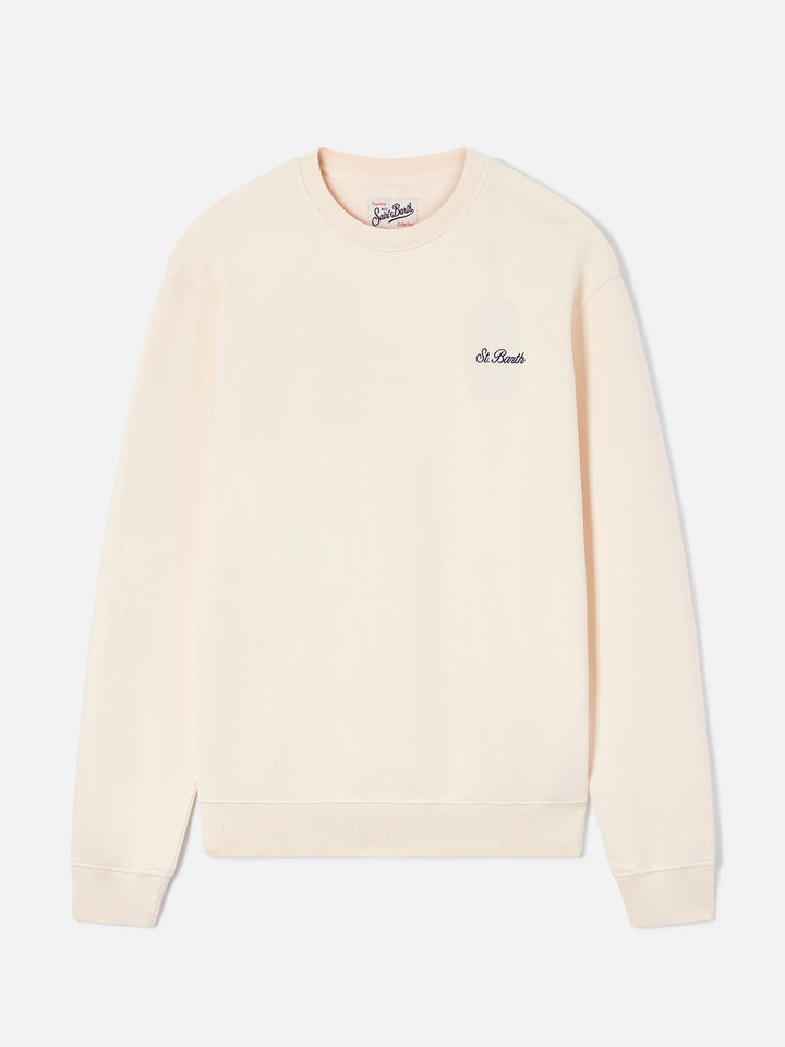 Cream Fourseason cotton sweatshirt with logo embroidery