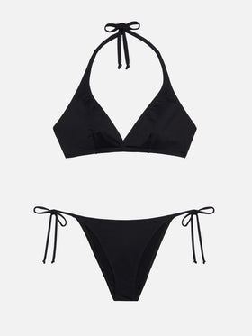 Klassische schwarze Badehose „Marielle“ – schwarzes Dreieck-Bralette-Oberteil „Gaia“