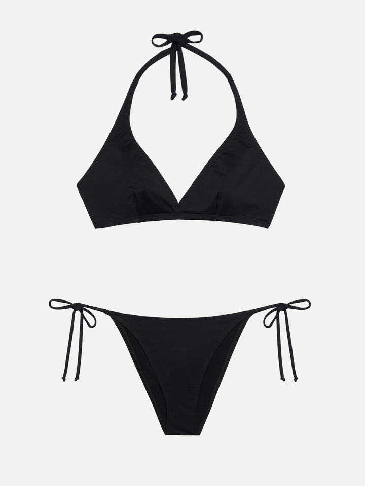 Klassische schwarze Badehose „Marielle“ – schwarzes Dreieck-Bralette-Oberteil „Gaia“