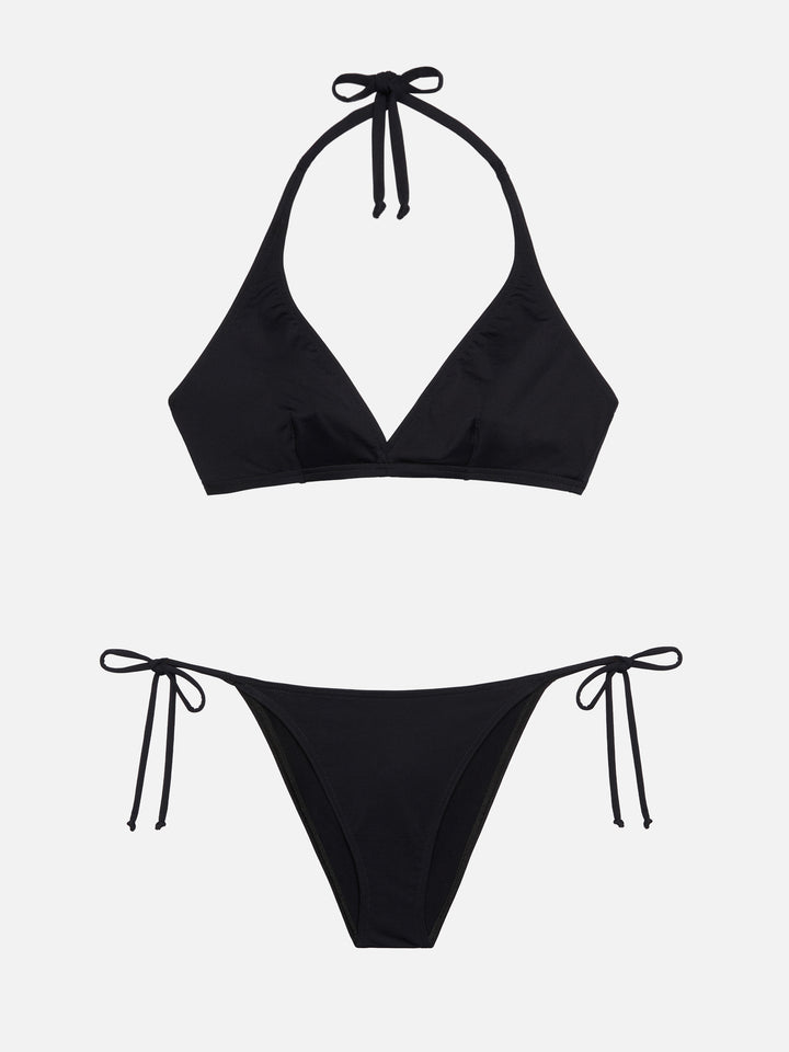 Schwarze klassische Badehose „Virgo“ – schwarzes Dreieck-Bralette-Oberteil „Gaia“