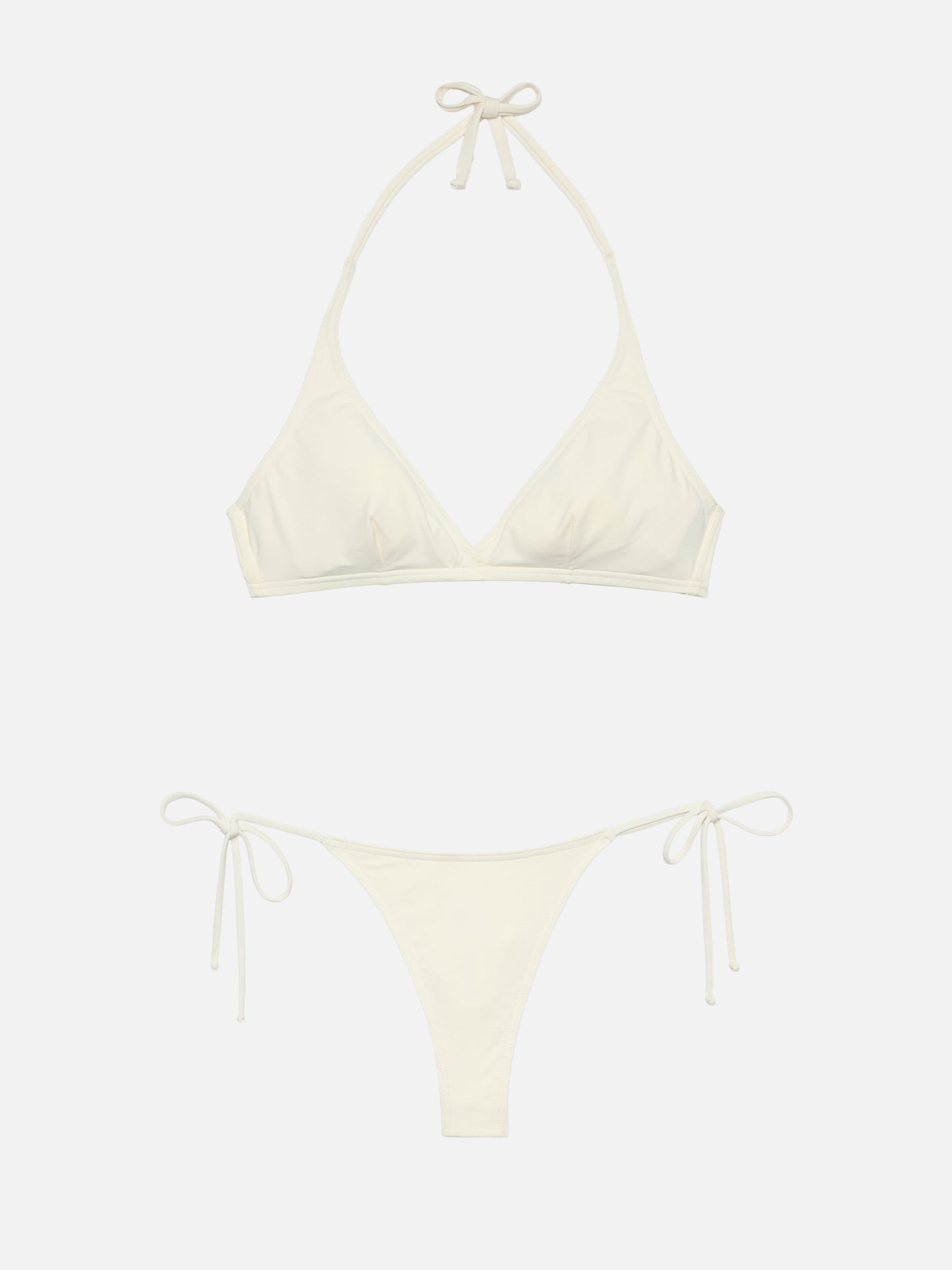 Norah cremefarbene freche Badehose – Gaia cremefarbenes Triangel-Bralette-Oberteil