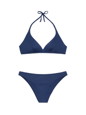 Maia high-waist navy blue swim briefs - Gaia navy blue triangle bralette top - MC2 Saint Barth
