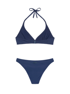 Maia high-waist navy blue swim briefs - Gaia navy blue triangle bralette top - MC2 Saint Barth