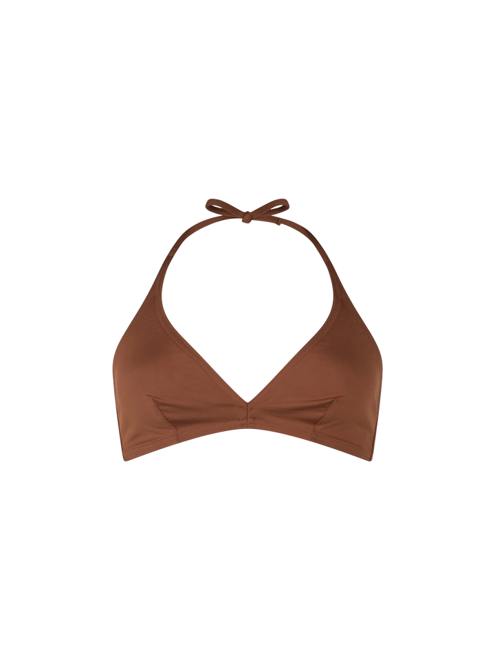 Woman triangle bralette brown top Gaia