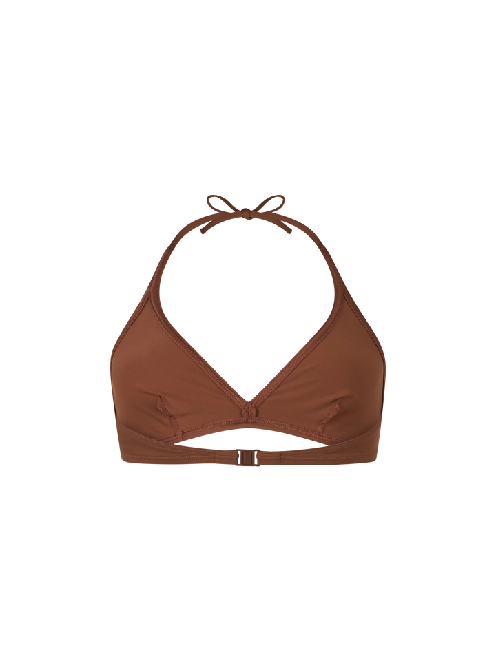 Woman triangle bralette brown top Gaia