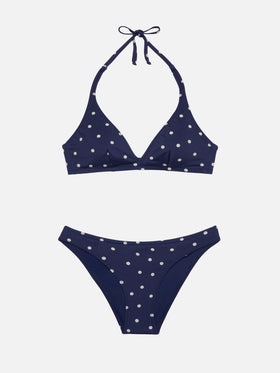 Maia High-Waist-Badehose mit Punktemuster - Gaia Triangle Bralette Top mit Punktemuster