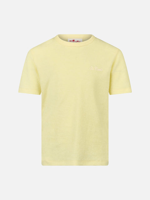 Boy pale yellow terry t-shirt Gary with St. Barth embroidery - MC2 Saint Barth