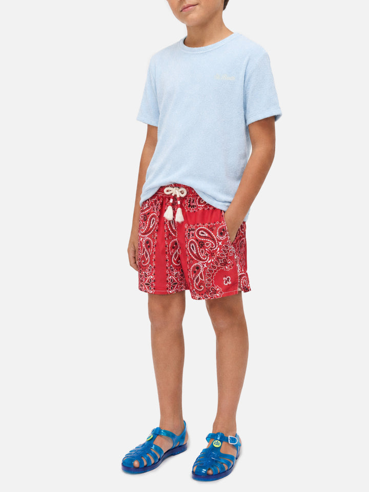 Light blue Gary Jr t-shirt in terry-effect fabric with embroidered logo