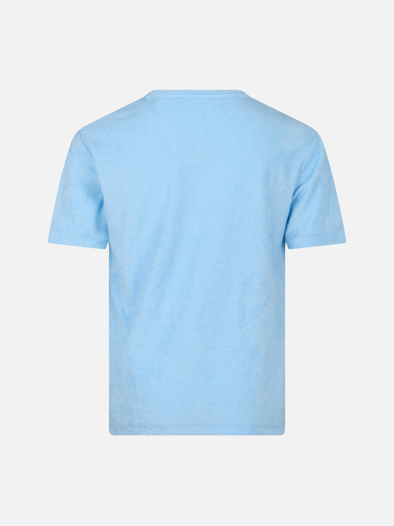 Boy light blue terry t-shirt Gary with St. Barth embroidery