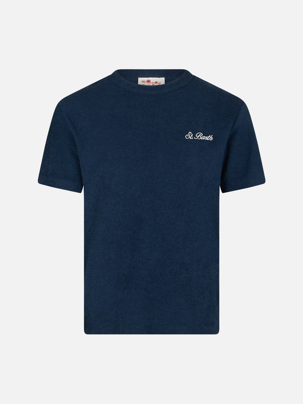 Marineblaues Frottee-T-Shirt Gary für Jungen mit St. Barth-Stickerei