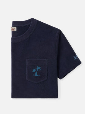T-shirt Gary in tessuto effetto spugna blu navy