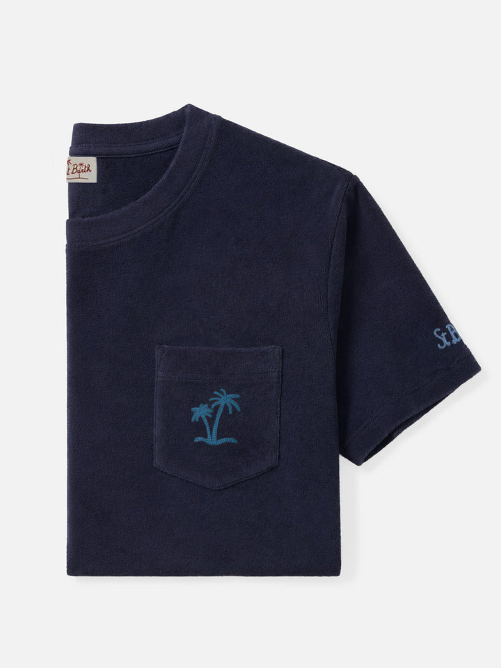 T-shirt Gary in tessuto effetto spugna blu navy