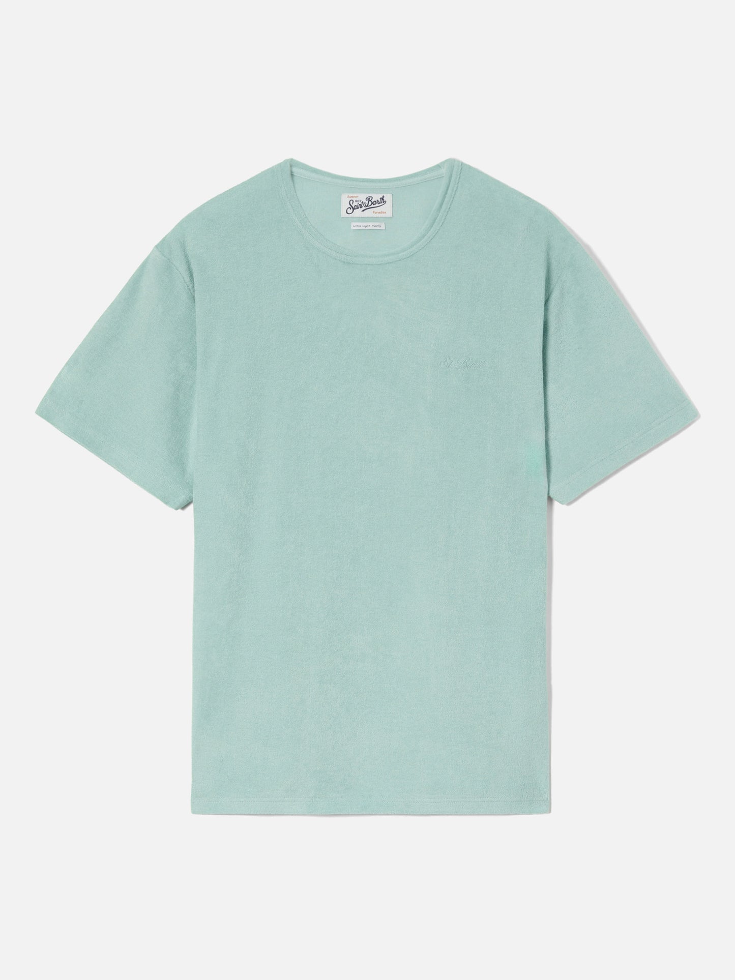 T-shirt Gary in cotone effetto spugna verde con ricamo logo