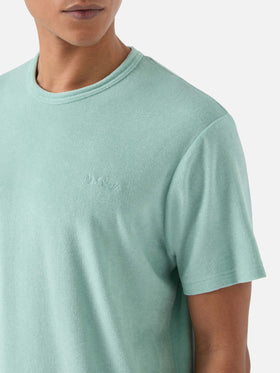 T-shirt Gary in cotone effetto spugna verde con ricamo logo