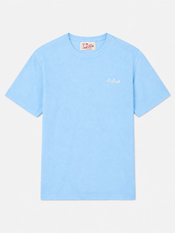 Camiseta Gary de rizo azul claro con bordado St. Barth 