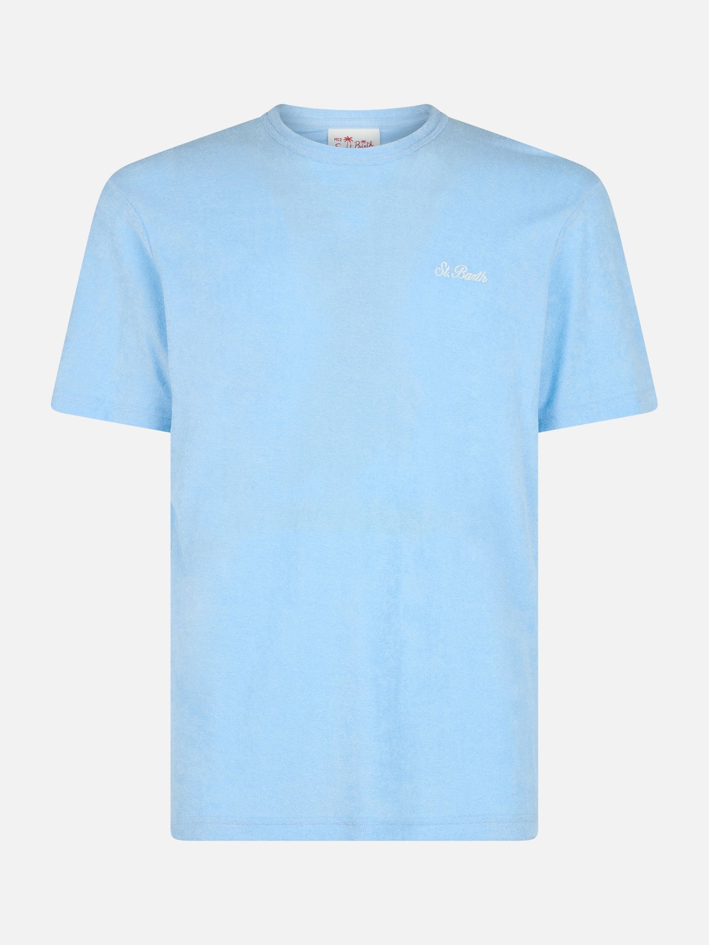T-shirt da uomo azzurra in spugna Gary con ricamo St. Barth