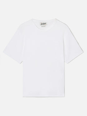 White Gary cotton terry-effect t-shirt with logo embroidery