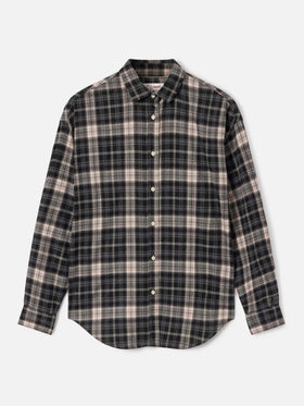 Gigy flannel shirt with tartan pattern and logo embroidery