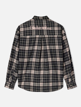 Gigy flannel shirt with tartan pattern and logo embroidery