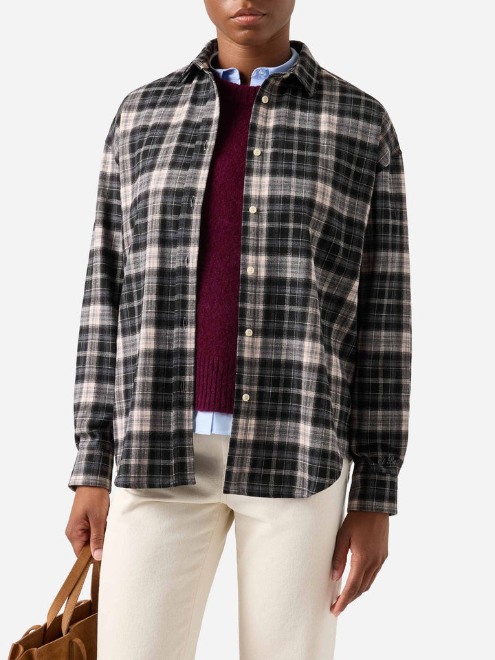 Chemise en flanelle Gigy à motif tartan avec broderie logo 