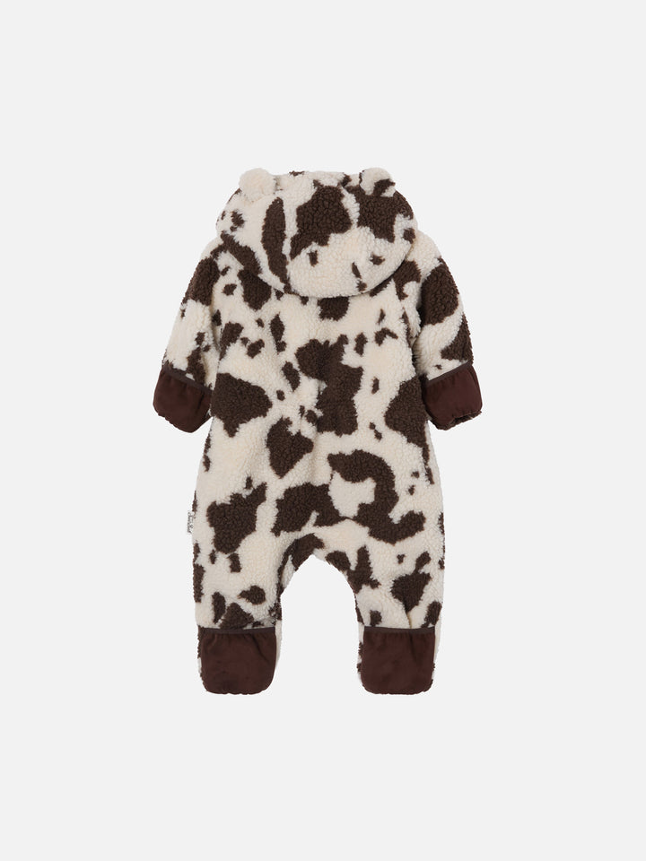 Glace Teddy padded snowsuit with teddy lining, cow print