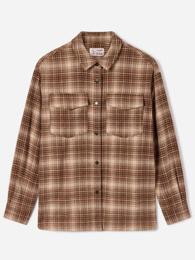 Sobrecamisa de franela Cambry con estampado tartán y bordado con logotipo 