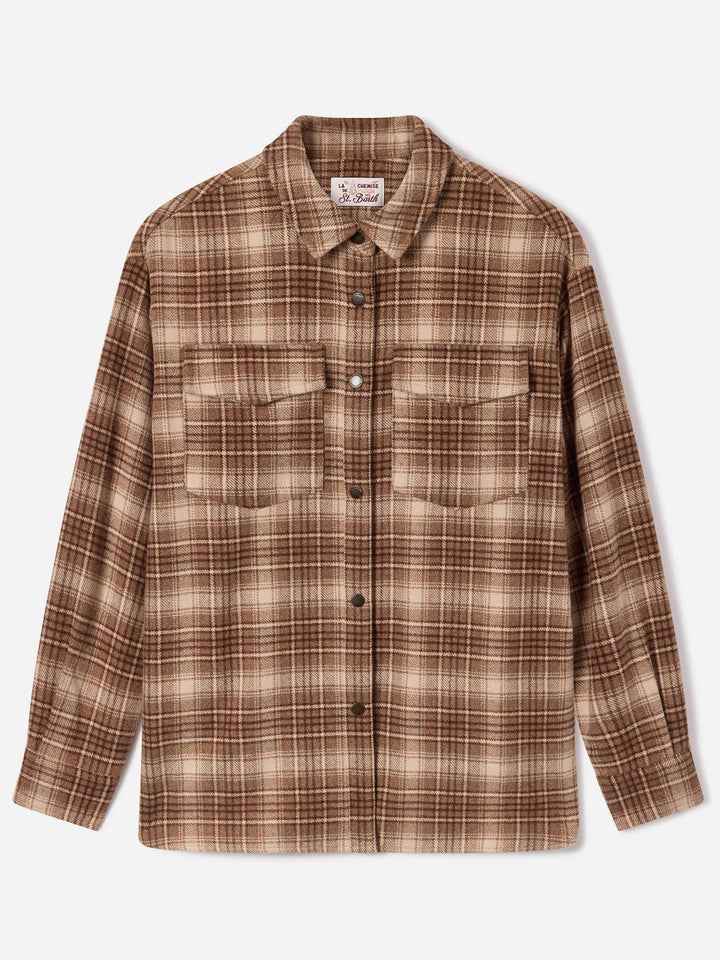 Sobrecamisa de franela Cambry con estampado tartán y bordado con logotipo 