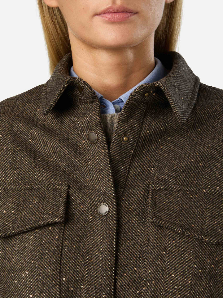 Sovracamicia Cambry in misto lana con motivo spigato