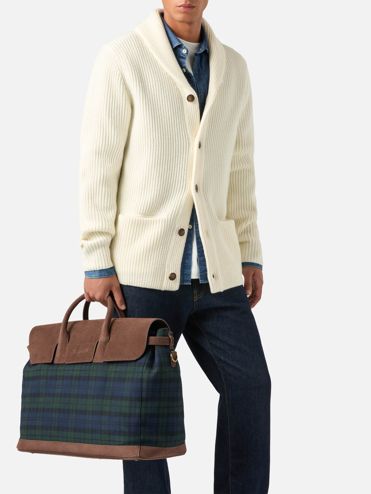 Reisetasche für Herren mit Tartan-Print 