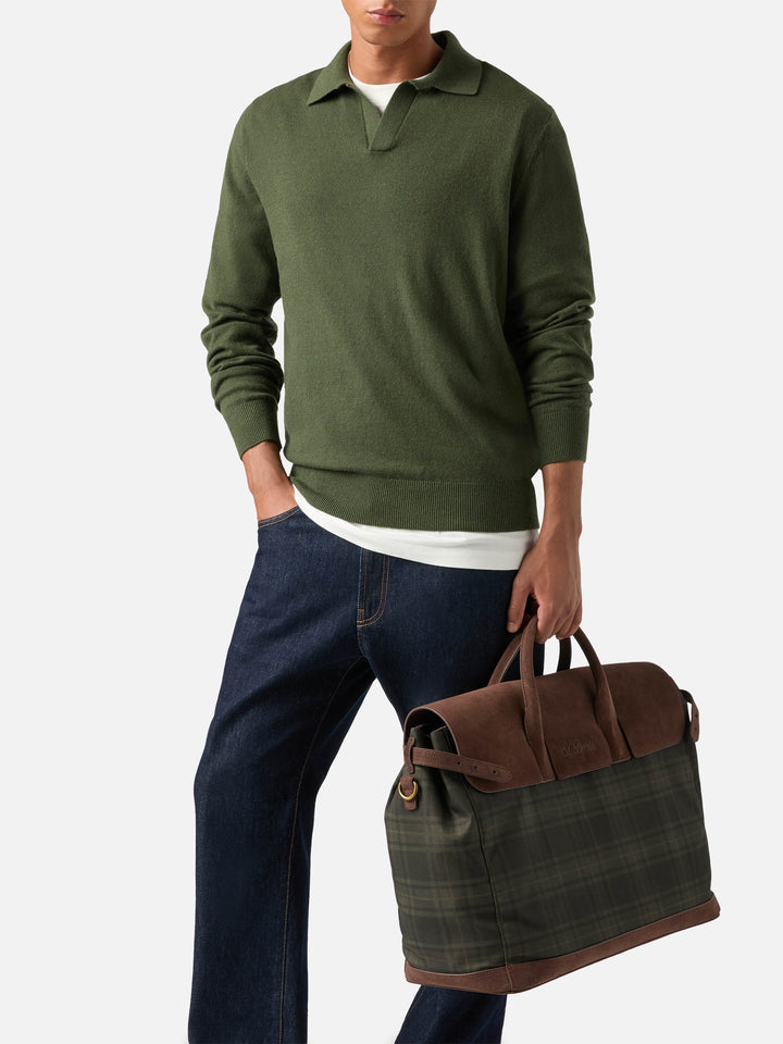 Borsa da viaggio Gentleman in tessuto cerato con stampa tartan