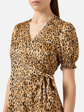 Abito corto da donna con stampa leopardata
