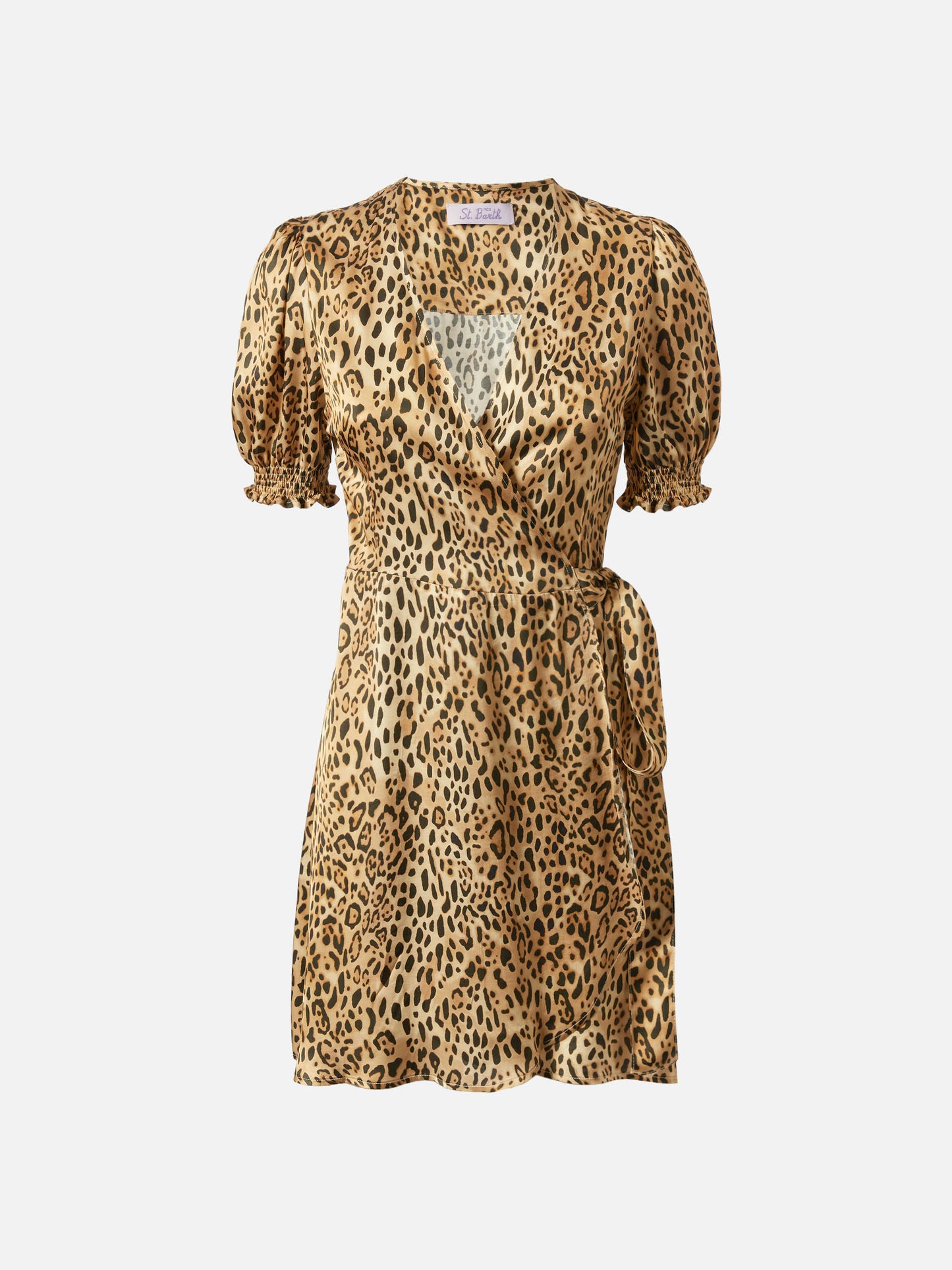 Abito corto da donna con stampa leopardata