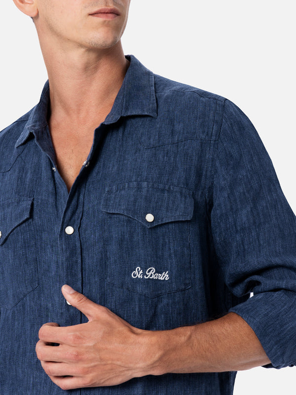 Camicia da uomo in denim di lino delave' Greg