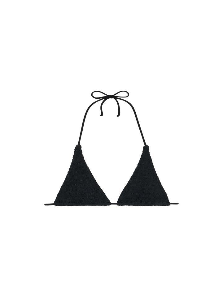 Top a triangolo nero crinkle da donna Guiana