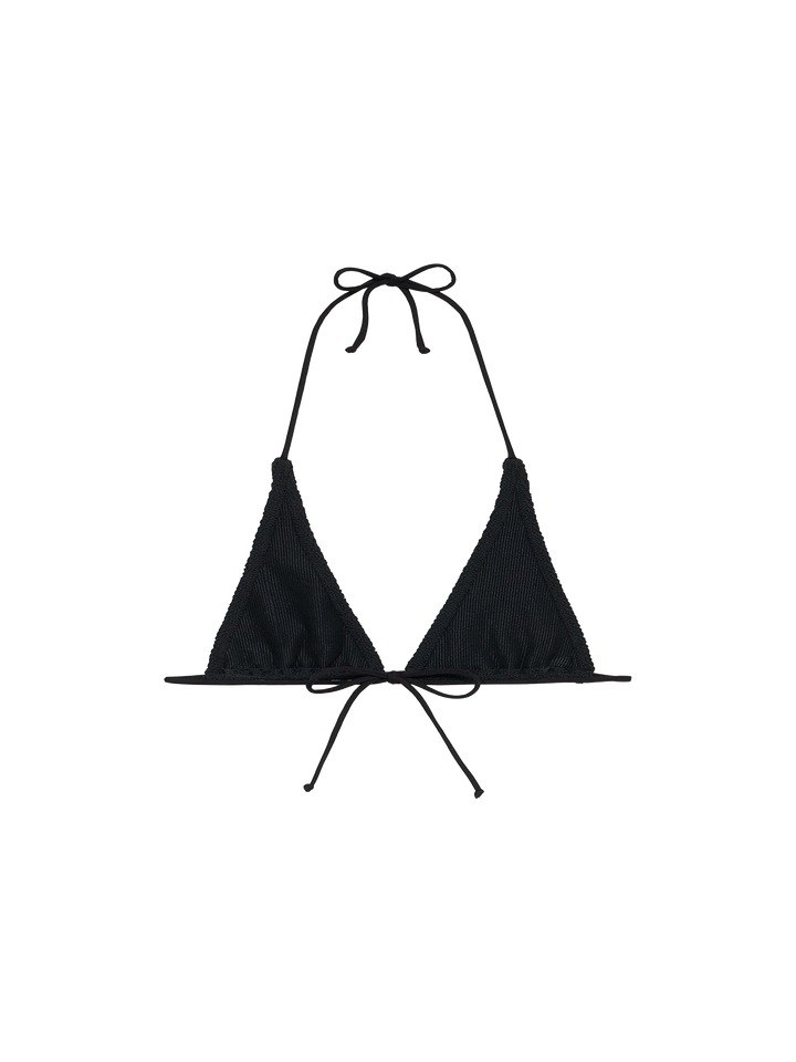 Top a triangolo nero crinkle da donna Guiana