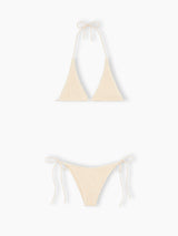 Bikini a triangolo crema crinkle da donna Guiana Marielle