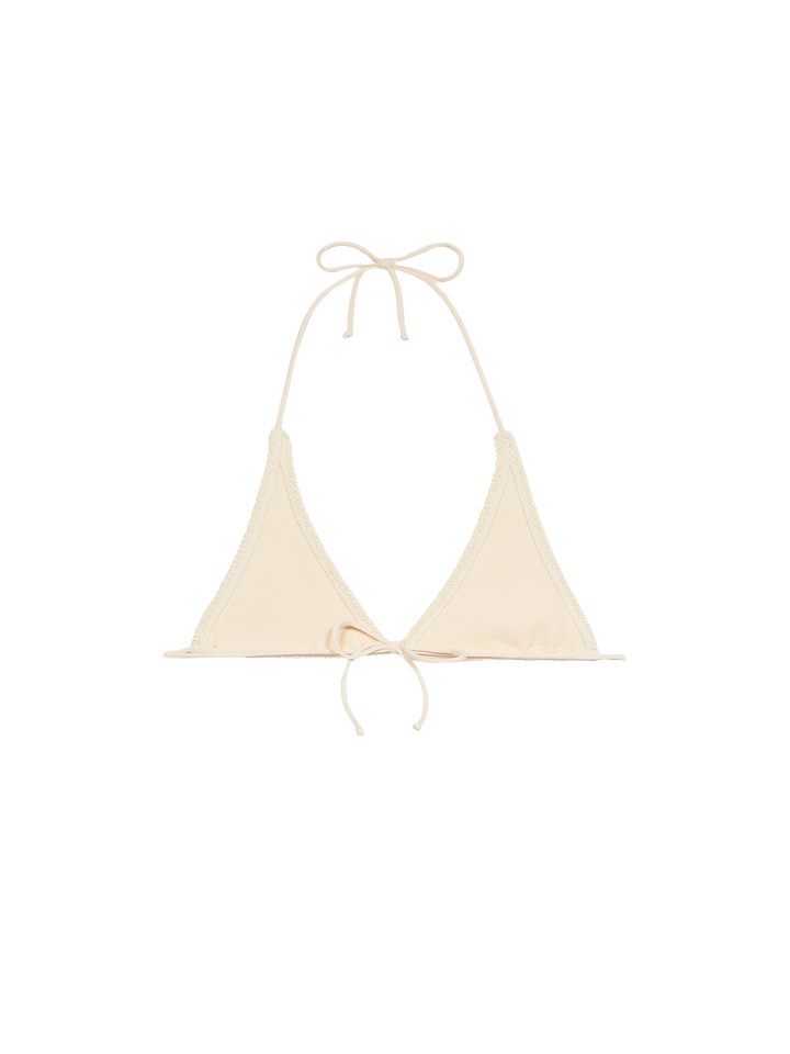 Woman white crinkle triangle top Guiana
