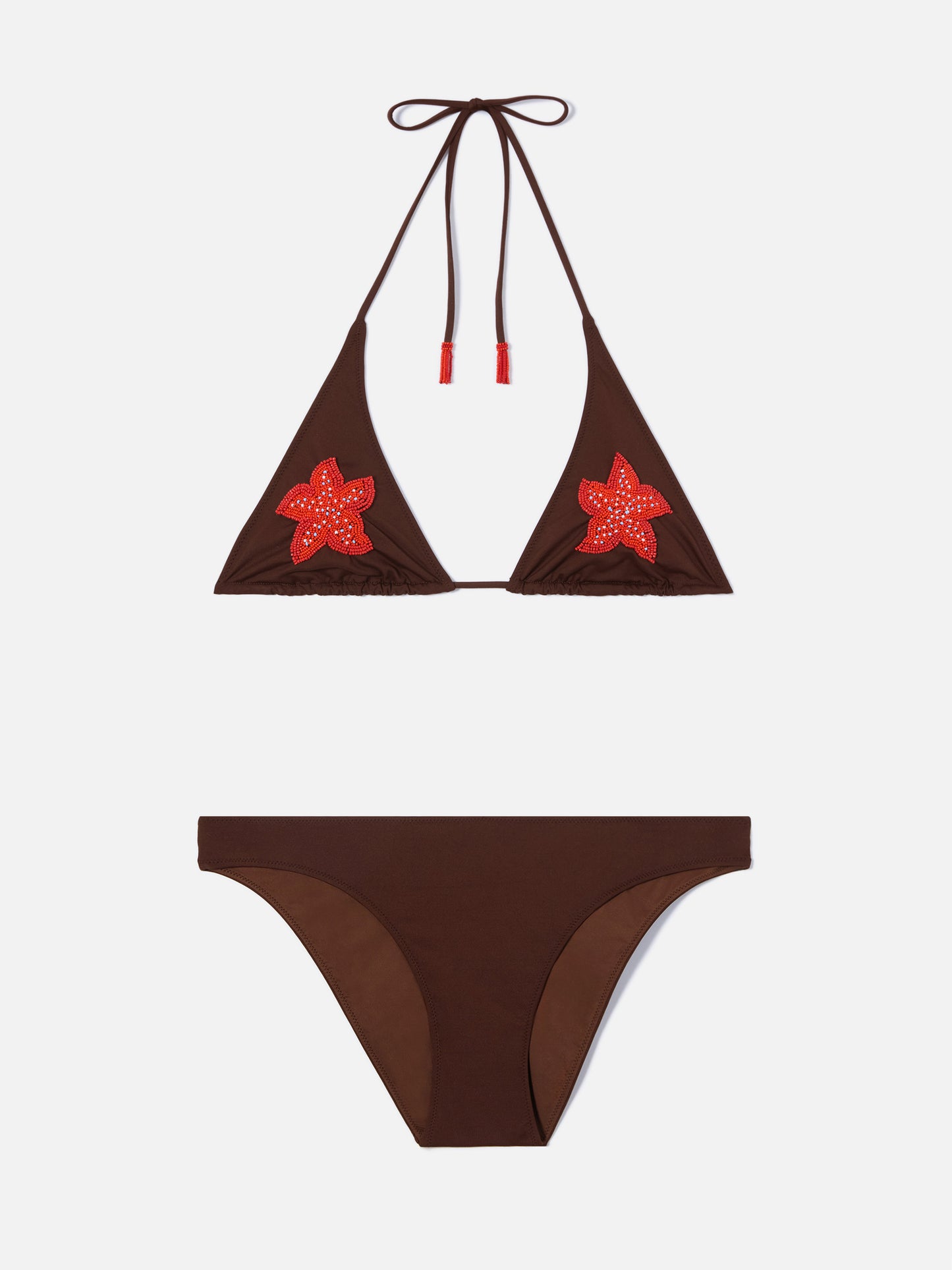 Guiana Maia brown bikini with beaded starfish