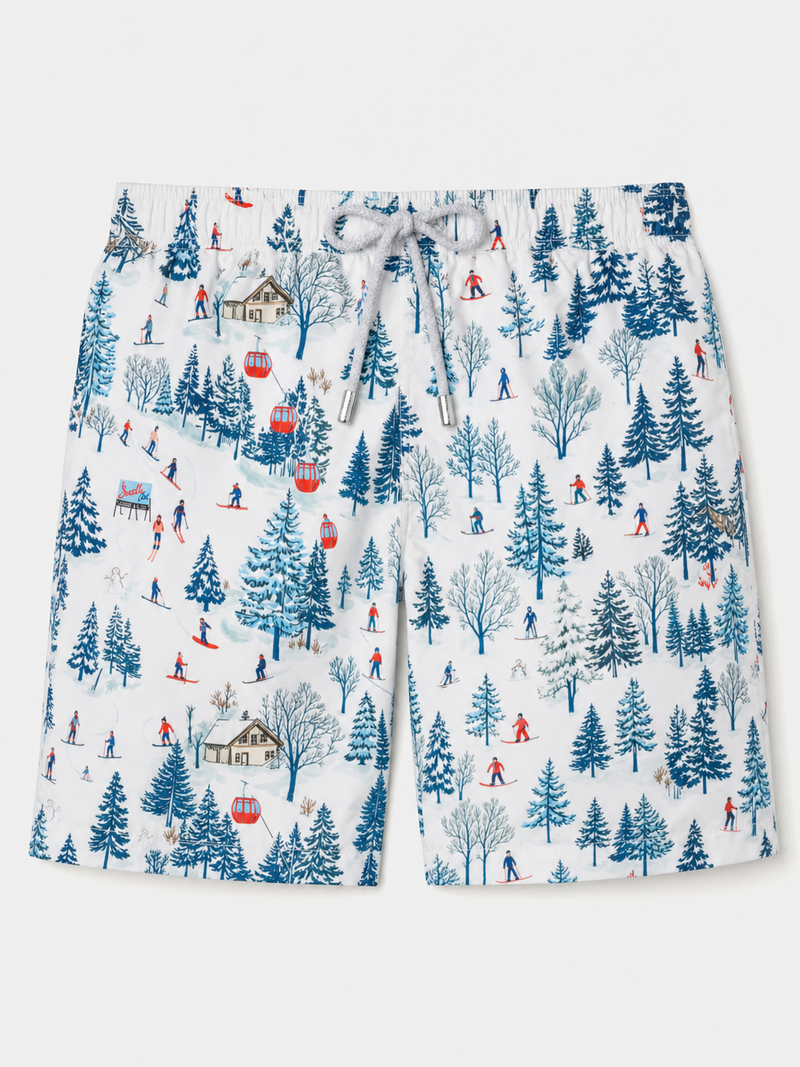 Mid-length Gustavia swim-shorts with ski landscape print – MC2