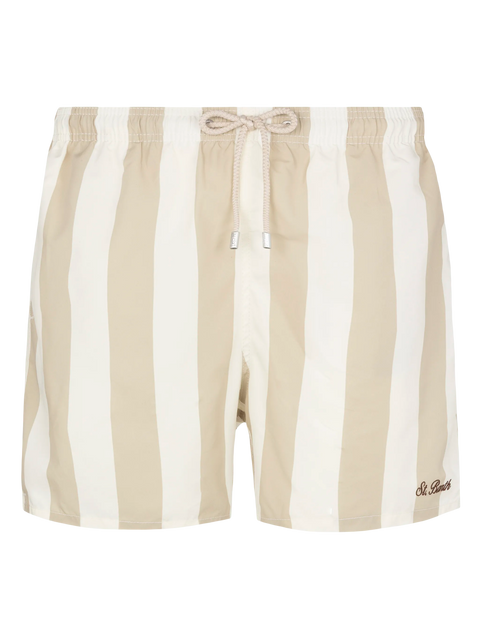 Mid-length striped Gustavia swim-shorts with St. Barth embroidery - MC2 Saint Barth