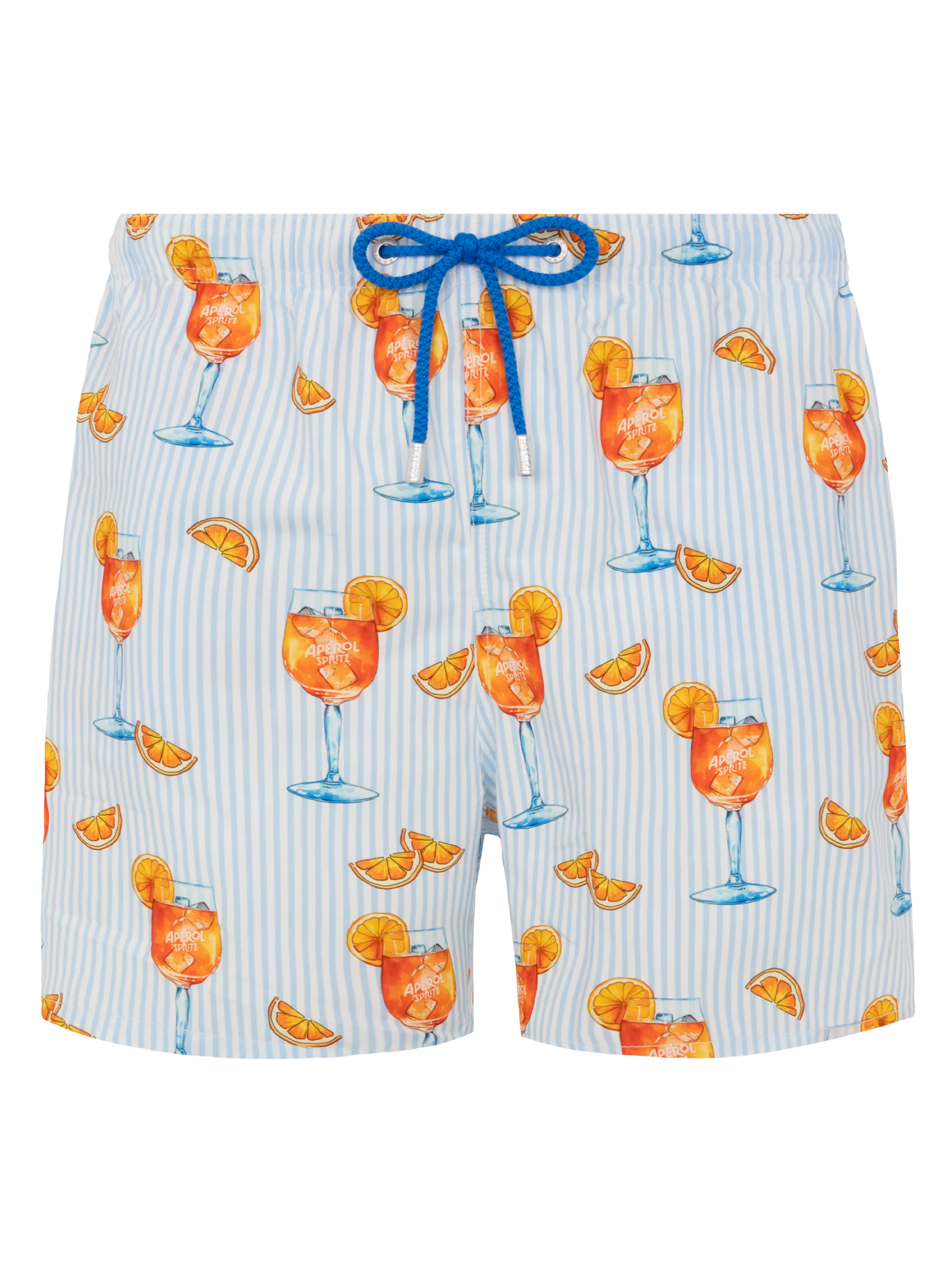Mid-length Gustavia swim-shorts with Aperol Spritz and stripes print | APEROL SPECIAL EDITION